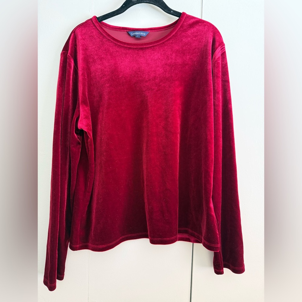 Lands' End Velvet Top in Vibrant Red